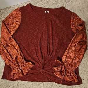 Romantic Velvet Floral Patterned Balloon Sleeve Blouse